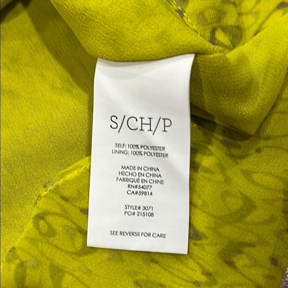 CAbi chartreuse Reign Button Down ruffle Blouse - Picture 6 of 8